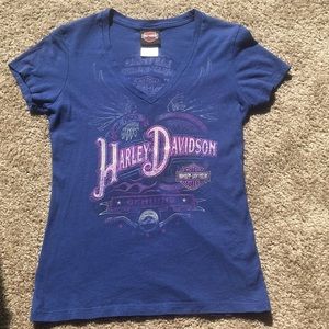 Navy and pink Harley Davidson shirt, size small